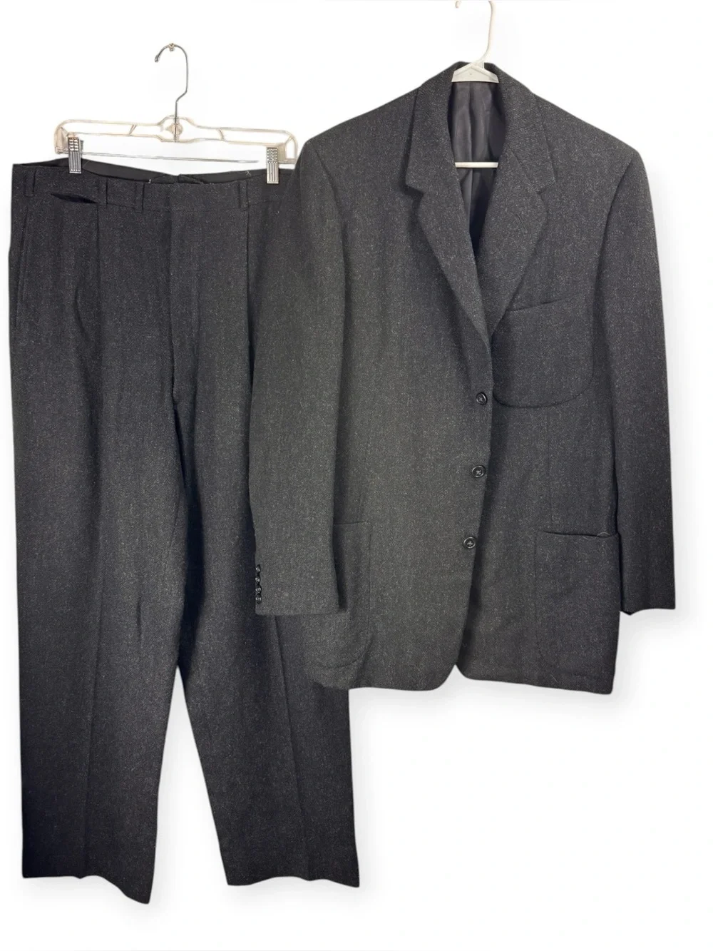 Vintage 70s Oxxford Clothes Suit Gray Wool Patch Pockets Marshall Field 2pc 43 T